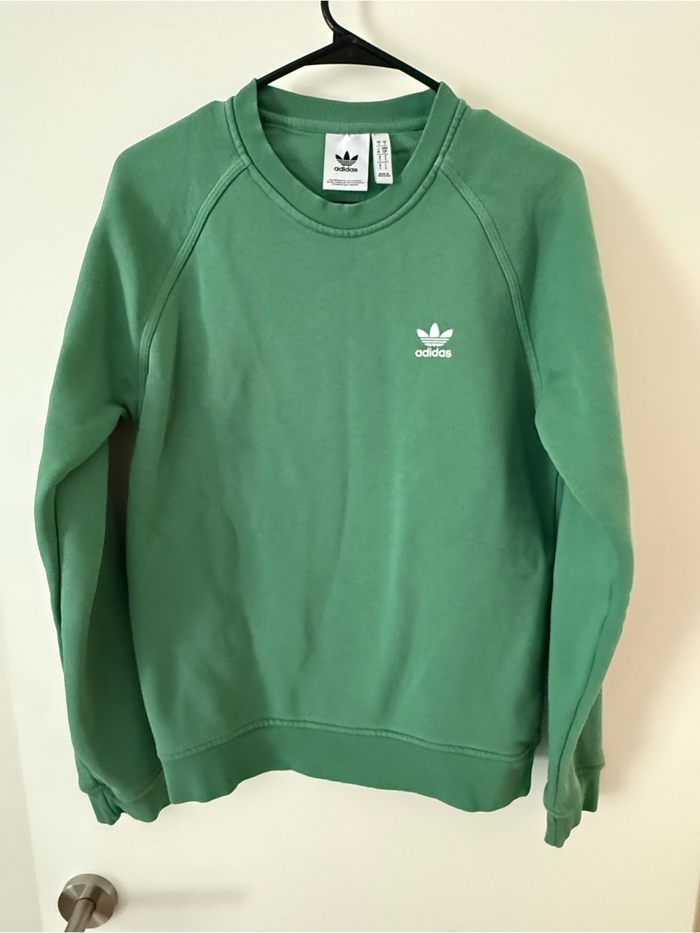 adidas Green Crewneck Sweatshirt with White Trefoil